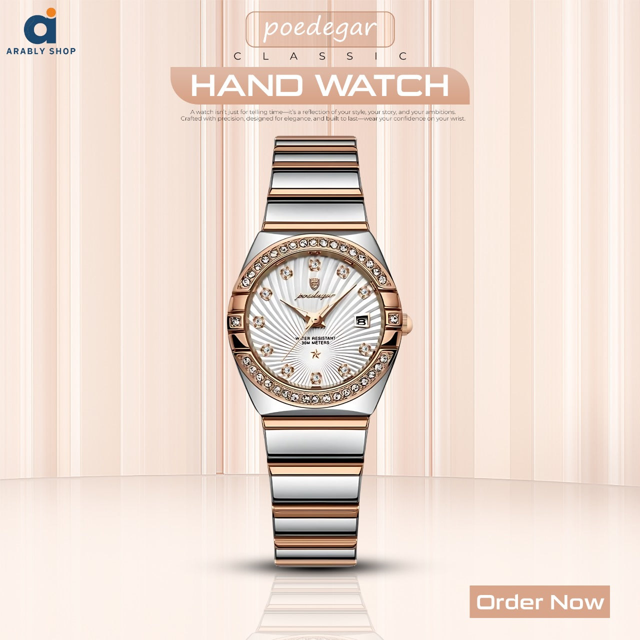 POEDAGAR 302 Rose Gold Steel Luxury & Beautiful Design Waterproof Luminous Ladies Watch