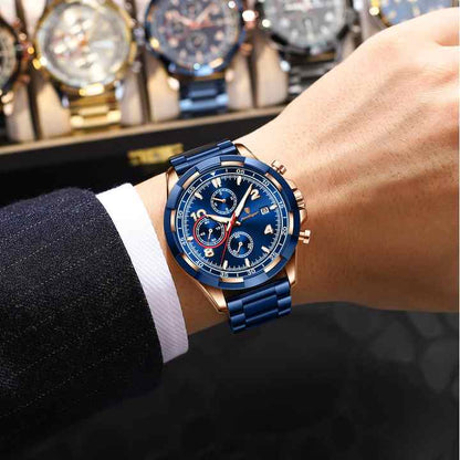 POEDAGAR 685 Luminous Water Resistant Stainless Steel Watches for Men