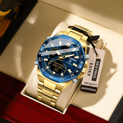 Poedagar E101 New Men Digital Watch LED Dual Time Display Waterproof Stainless Steel Watches For Men's