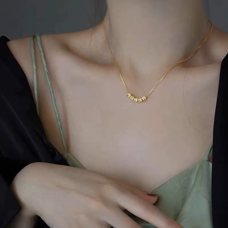 Fashion Jewelry Stainless Steel Gold Necklace Women High Quality 18K Gold Bead Ball Necklace