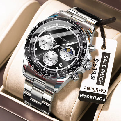 POEDAGAR 879 New Waterproof Luminous Chronograph & Luxury Stainless Steel Watch for Men