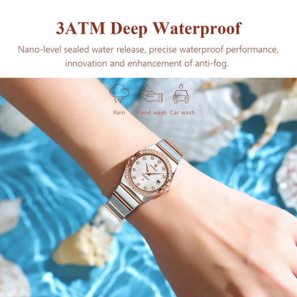 POEDAGAR 302 Rose Gold Steel Luxury & Beautiful Design Waterproof Luminous Ladies Watch