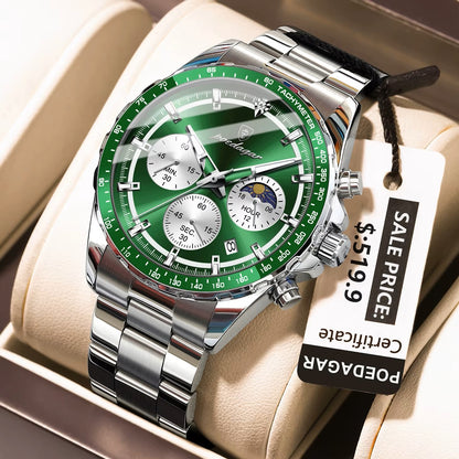 POEDAGAR 879 New Waterproof Luminous Chronograph & Luxury Stainless Steel Watch for Men