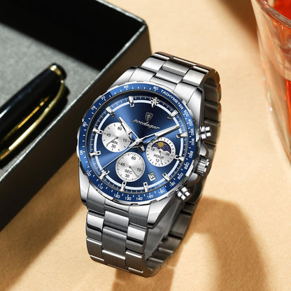 POEDAGAR 879 New Waterproof Luminous Chronograph & Luxury Stainless Steel Watch for Men