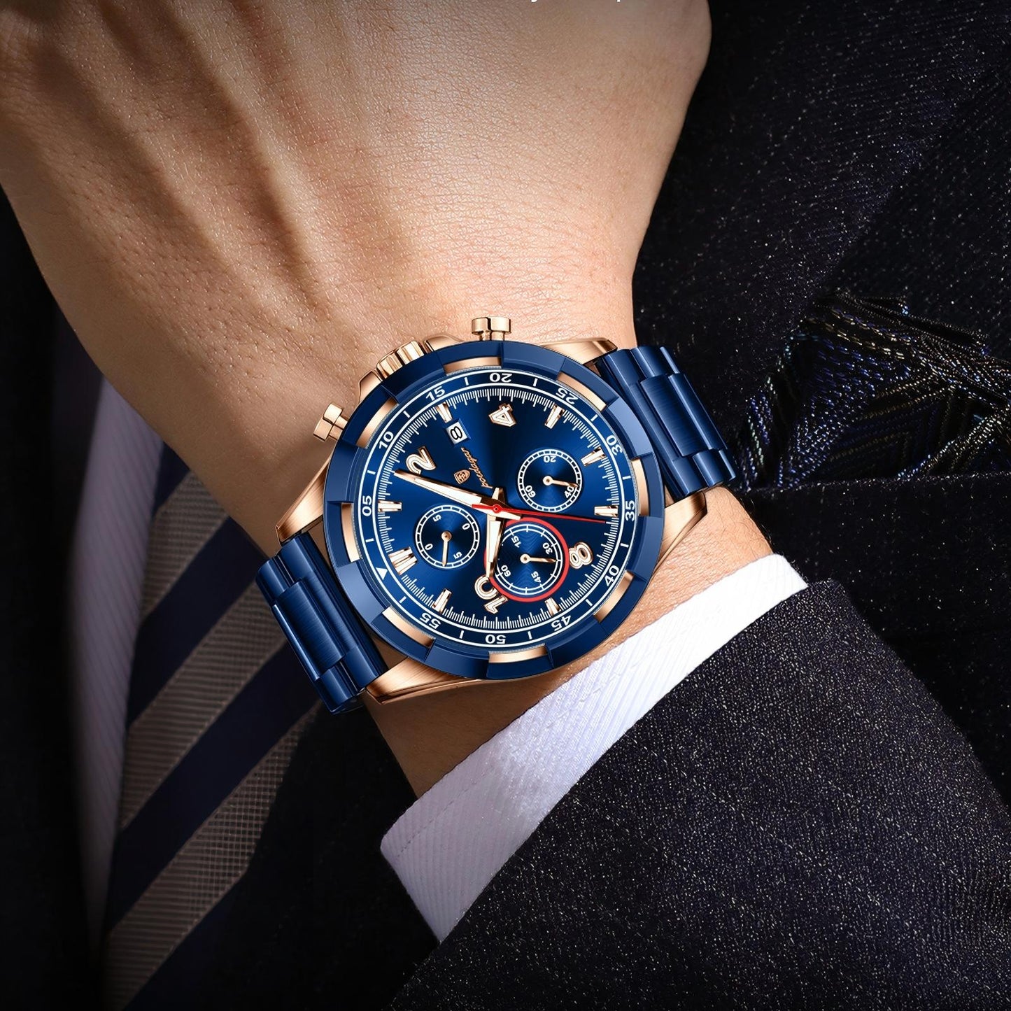 POEDAGAR 685 Luminous Water Resistant Stainless Steel Watches for Men