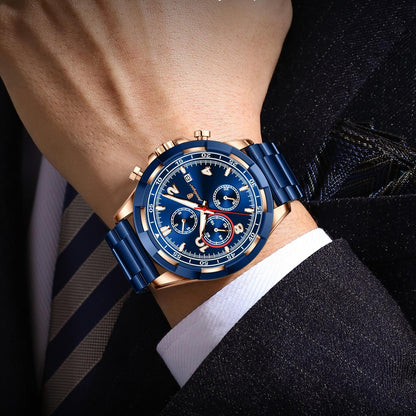 POEDAGAR 685 Luminous Water Resistant Stainless Steel Watches for Men