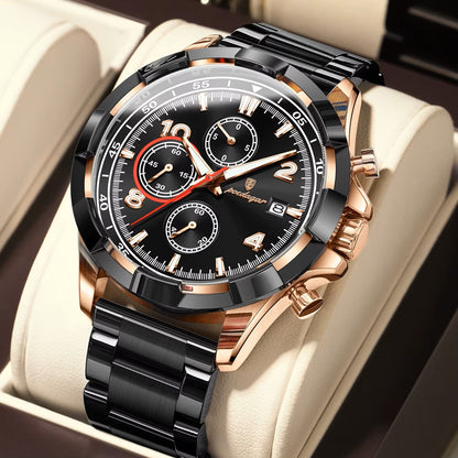 POEDAGAR 685 Luminous Water Resistant Stainless Steel Watches for Men