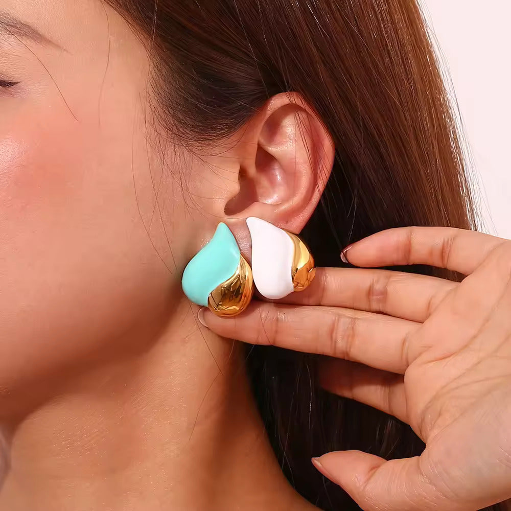 Dream show Summer 2025 Y2K Jewelry Colorful Enamel Heart Jewelry Gold Plated Earrings Stainless Steel Gift Ideas