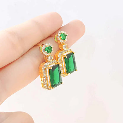 Luxurious Ruby Red and Green Jewelry Set – Elegant Gold-Plated Necklace, Earrings & Ring