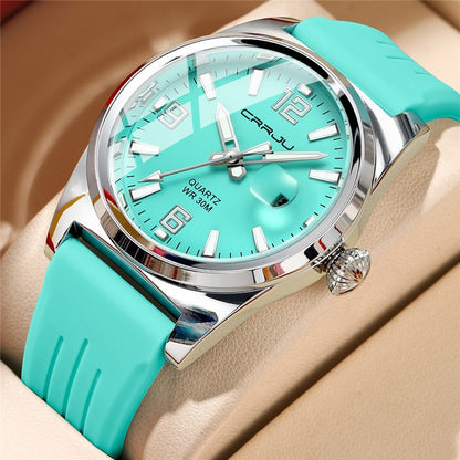 CRRJU Kajun 5027 Men's Women's Waterproof Quartz Movement Dial Alloy Silicone
