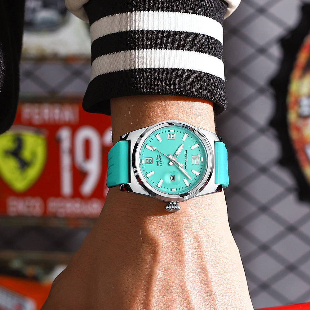 CRRJU Kajun 5027 Men's Women's Waterproof Quartz Movement Dial Alloy Silicone