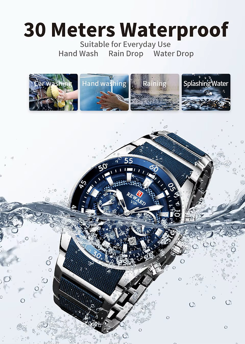 REWARD VIP 81011 Business for Men's Watch Waterproof 30MT