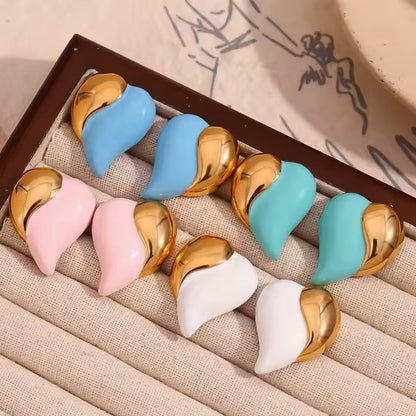 Dream show Summer 2025 Y2K Jewelry Colorful Enamel Heart Jewelry Gold Plated Earrings Stainless Steel Gift Ideas
