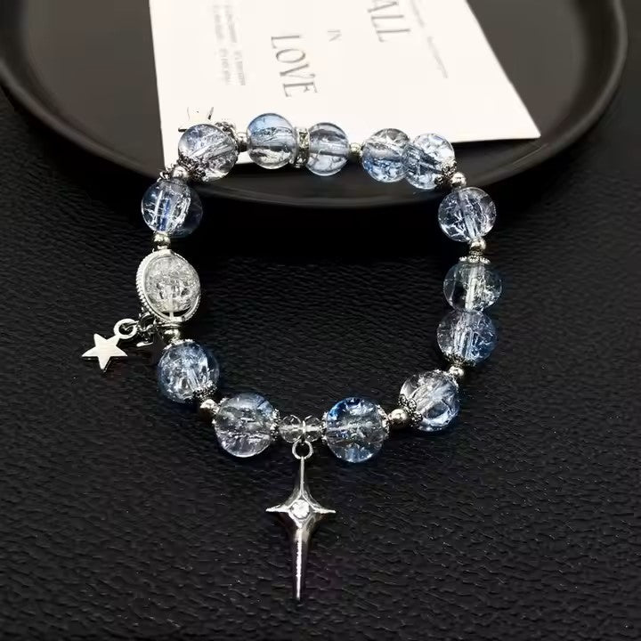 Blue,Clear,Crystal,and Pink, Green, and Read, Black, Bracelet with Butterfly Charm