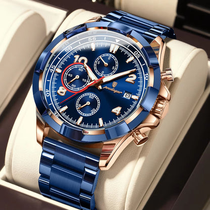 POEDAGAR 685 Luminous Water Resistant Stainless Steel Watches for Men