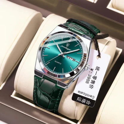 Poedagar 930 Brand Luminous Hands Watch for Men's Fashion & Luxury Stainless Steel & Leather Strap Watch