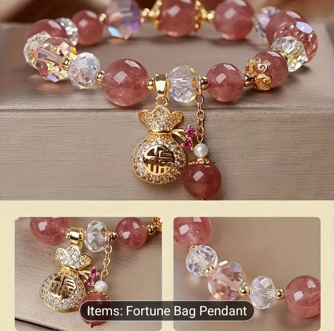 Fashionable Glass Bracelet With Crackle Pattern in Pink and Blue and Purple