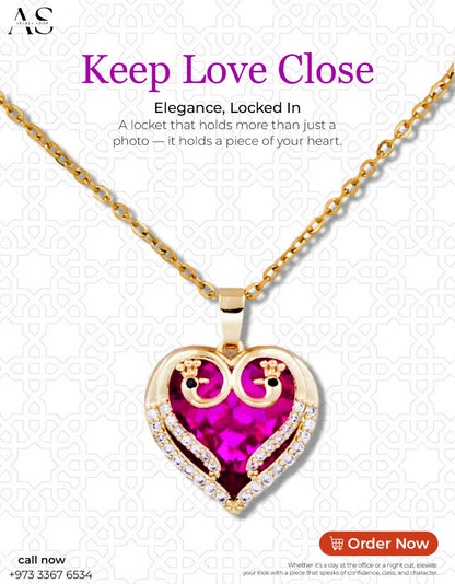 Fashion Luxury Brass Copper Elegant Shining Love Heart Colorful Zircon Crystal Pendant Necklace for Women