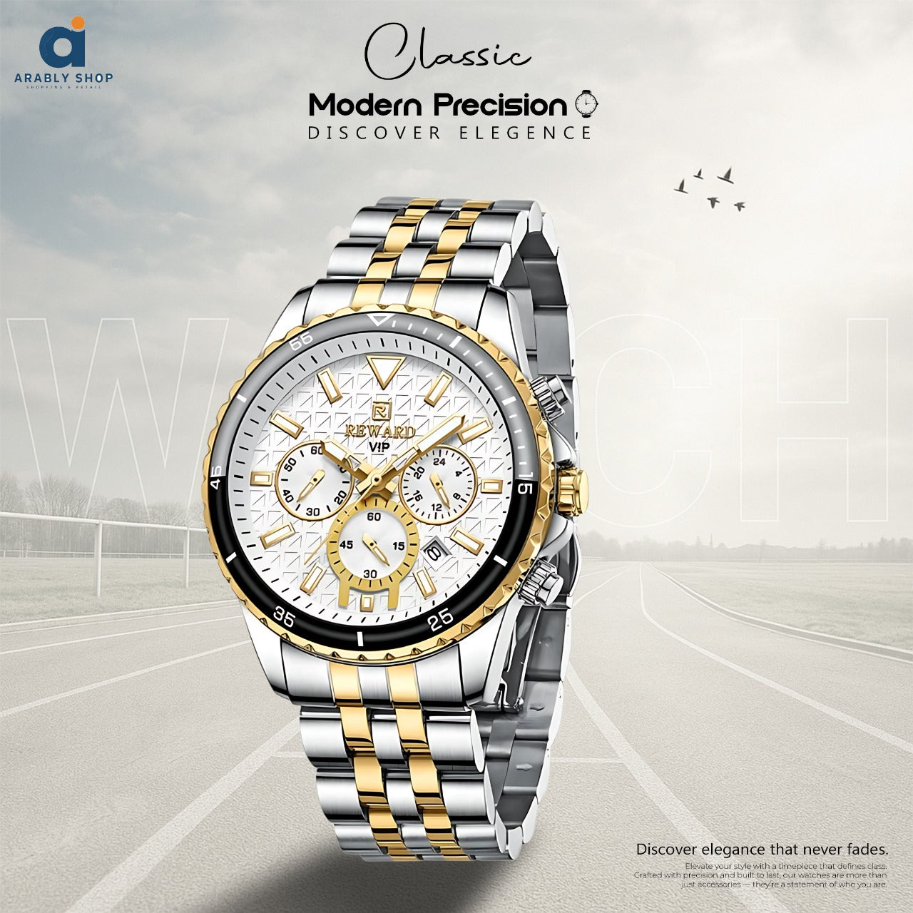 REWARD 81101 VIP Business High Quality Watch Original Stainless Steel Date Display Watch For Men's