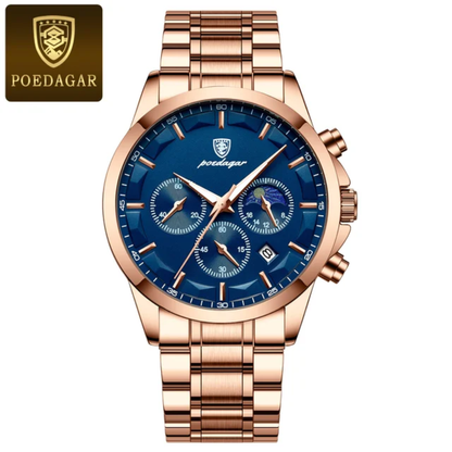 POEDAGAR New 928 Luxury and High Quality Waterproof Stainless Steel Watch for Men's