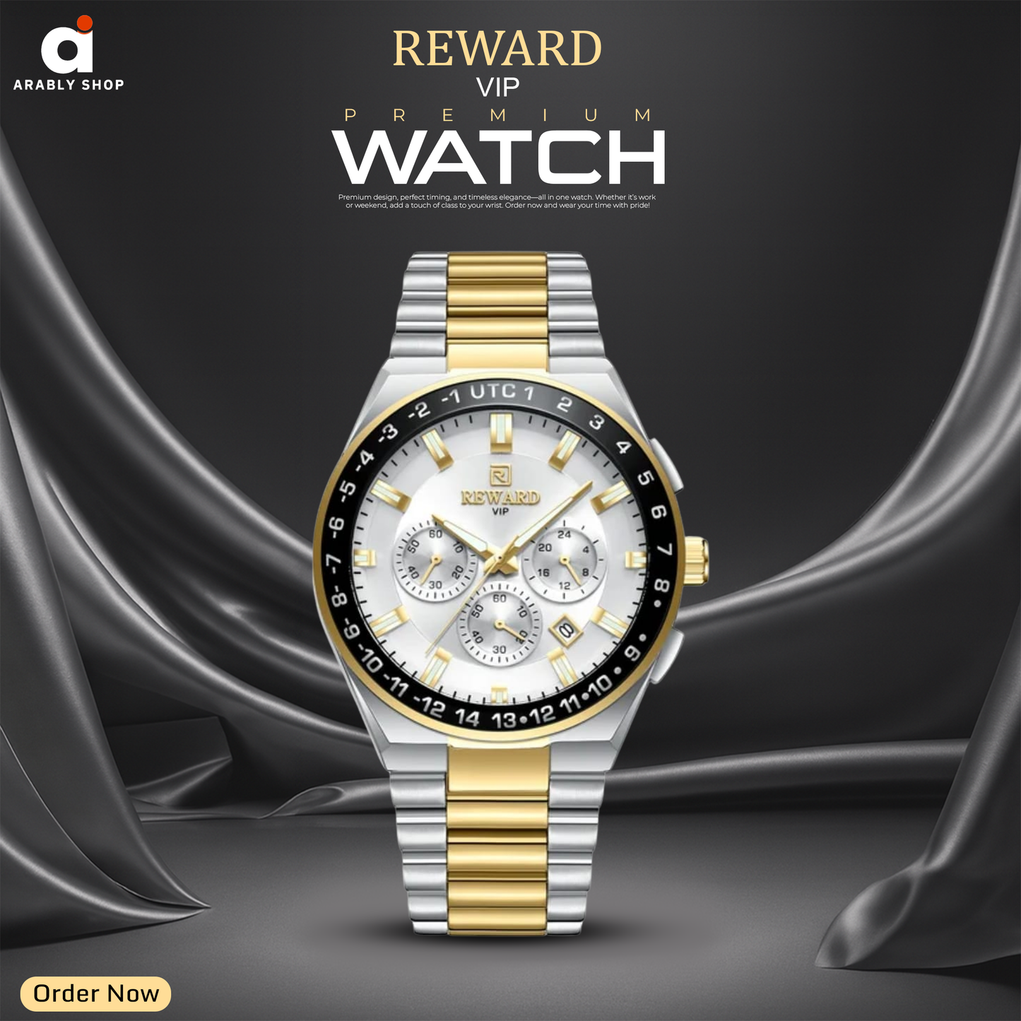 REWARD 813150 Elegant Men's Quartz Watch Steel Strap Waterproof Multifunction Business  Watch For Men's