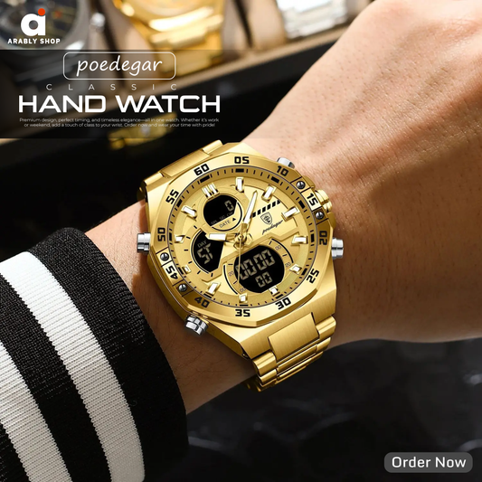 Poedagar E101 New Men Digital Watch LED Dual Time Display Waterproof Stainless Steel Watches For Men's
